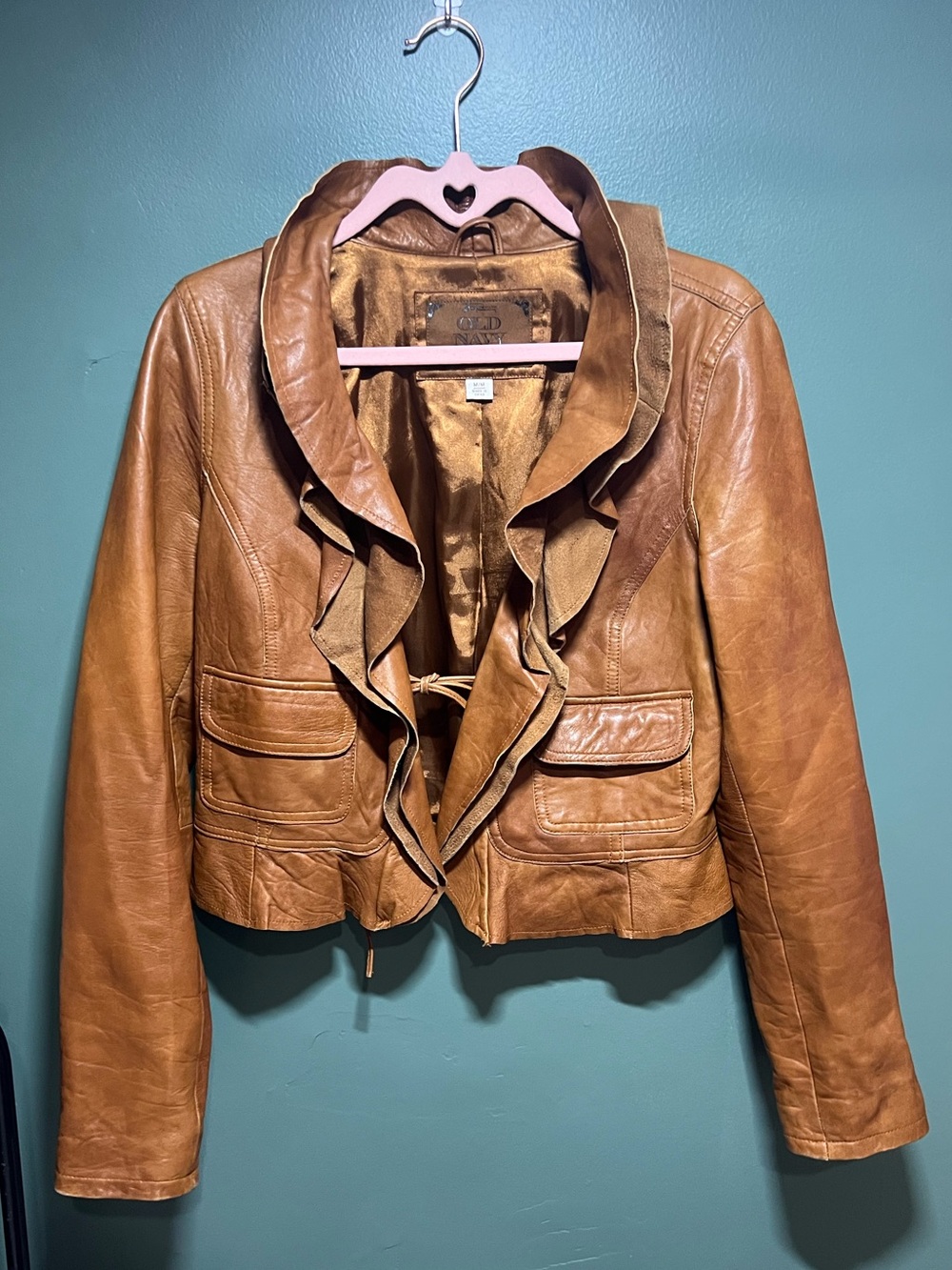 Vintage Old Navy Women’s Ruffled Leather Jacket